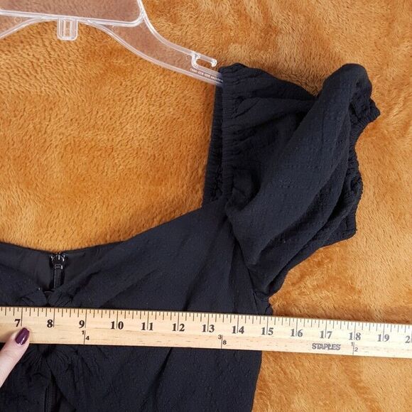 FINDERS KEEPERS Womens Dress Size 6 Black Bodycon Ruched Puff Sleeve Keyhole - Picture 7 of 9